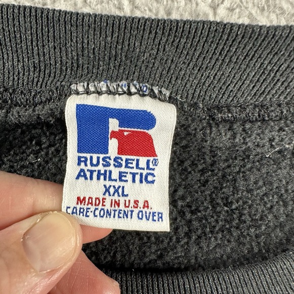 VINTAGE Russell Crewneck Mens 2XL Black Public Safety Training Shield Badge USA - Picture 7 of 10